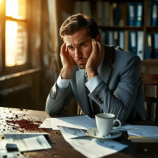 ผู้ประกอบการดูเครียดกับเอกสารบัญชี